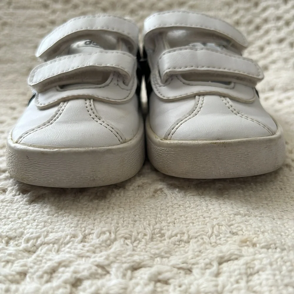 Adidas Kids White and Black Velcro Sneakers size 6K